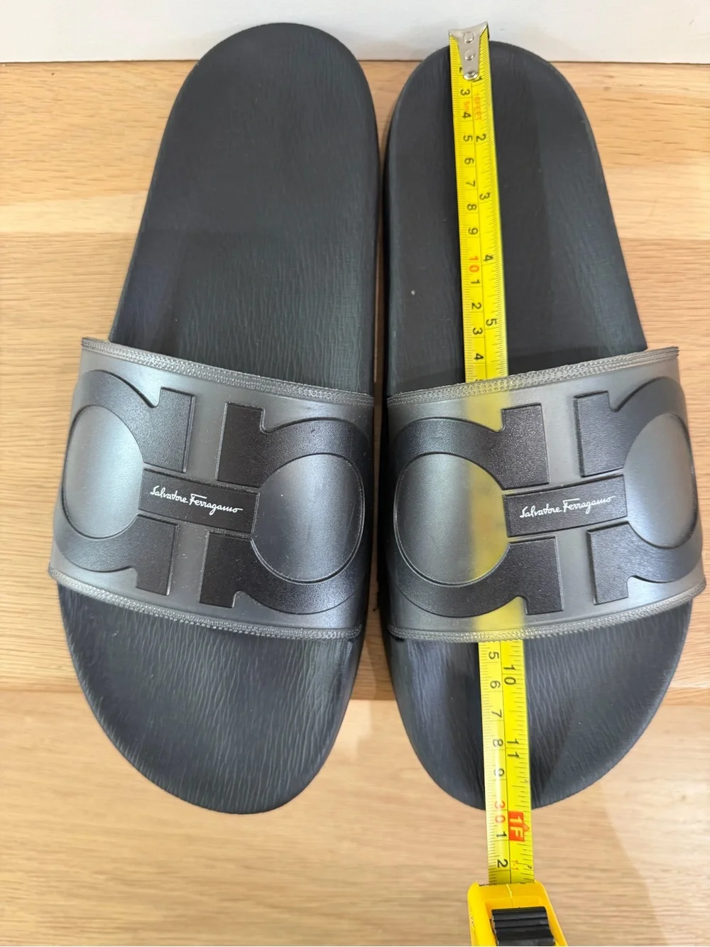 Salvatore Ferragamo Black Logo Slide Sandal